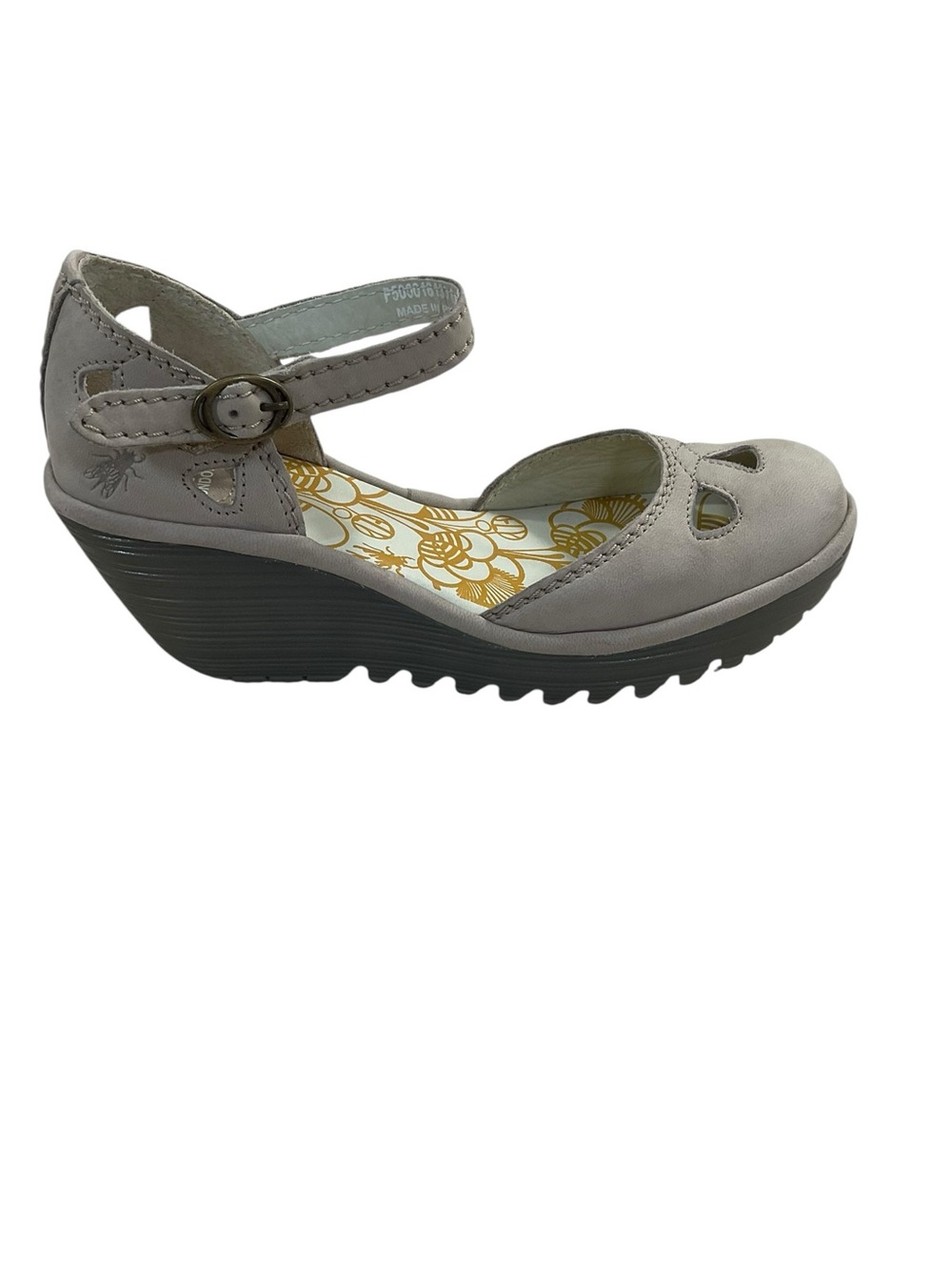 Fly London Yala Taupe Nubuck Leather Mary Jane Wedge Shoes 38 - Picture 2 of 11